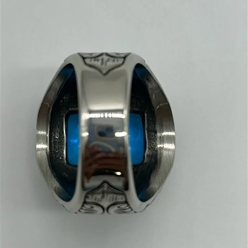 Royal Blue Cubic Zirconia Handmade Men's Ring Size 12 NWT